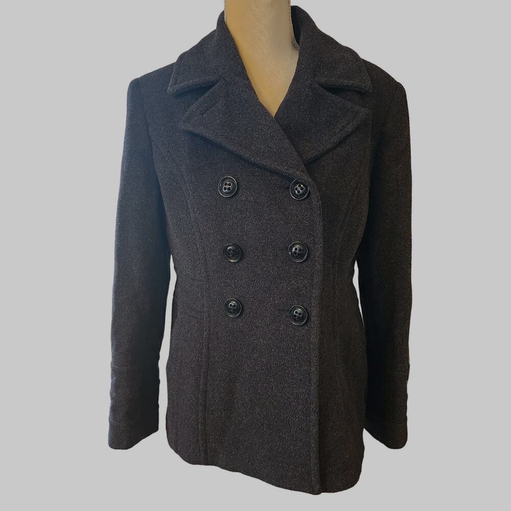 St. John's Bay Women's Petite Wool Cashmere Blend Peacoat Size Medium MP
